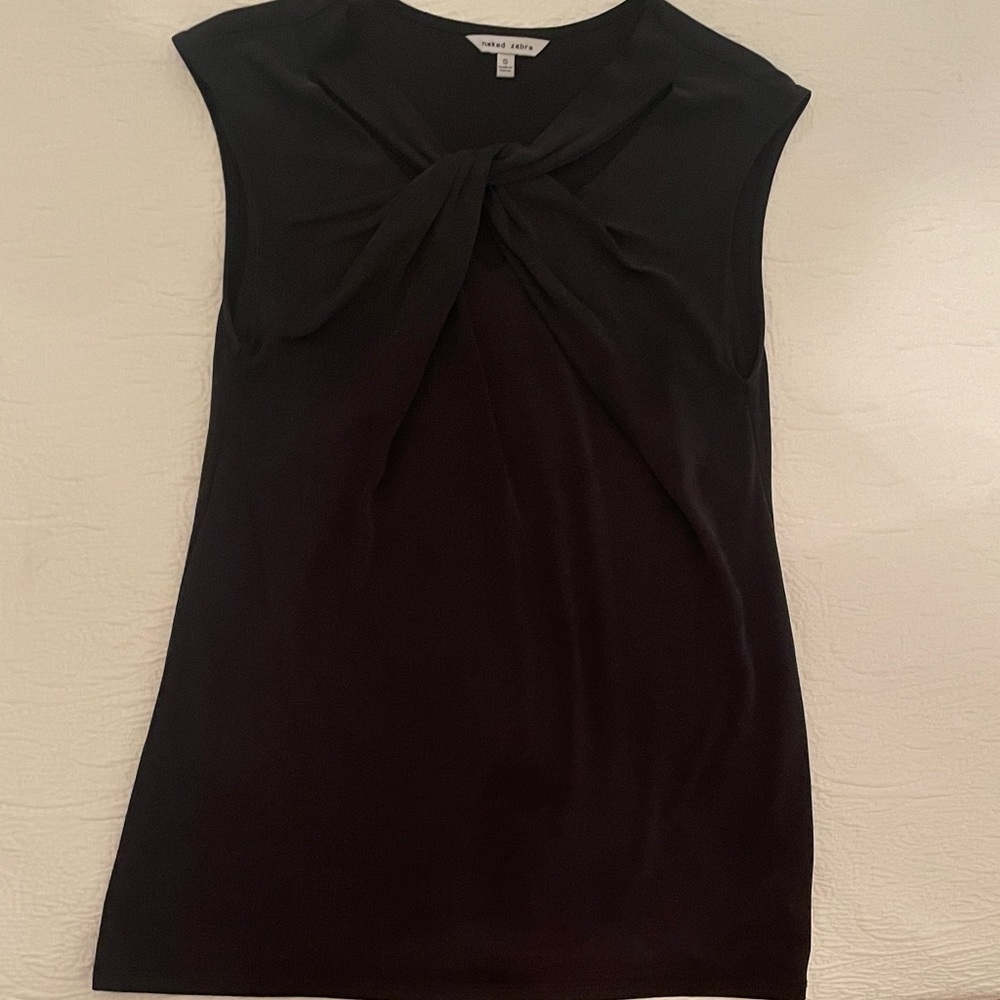 Naked Zebra Black Sleeveless Twist Blouse